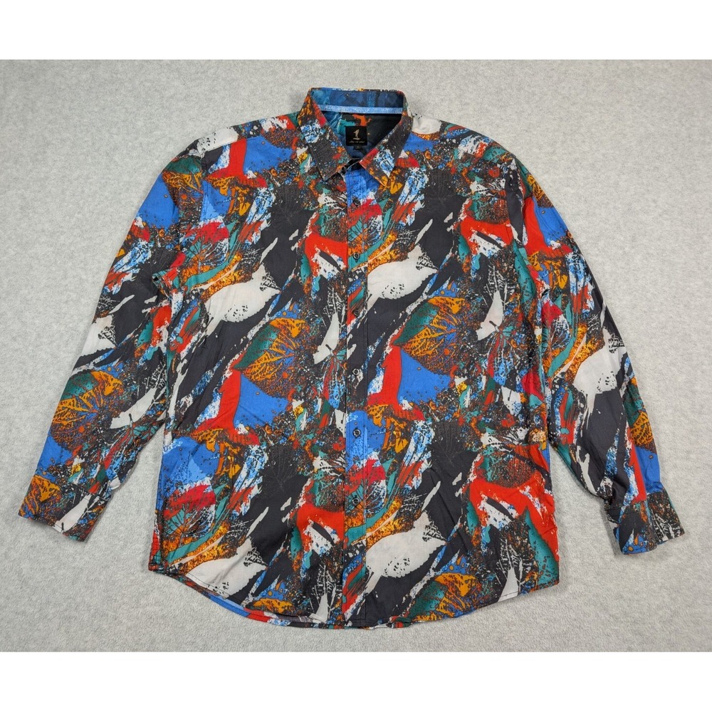 1 Like No Other Shirt Large Abstract Splatter Long‎ Sleeve Button Up